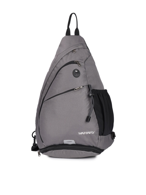 

WATERFLY Unisex Grey & Black Crossbody Backpack