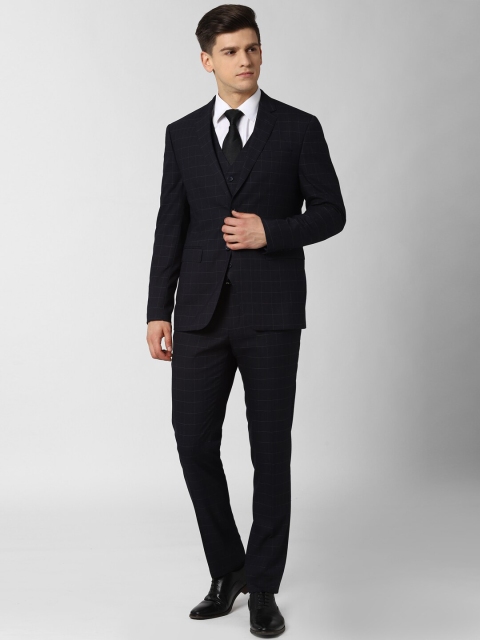 

Peter England Elite Men Blue Checked Slim-Fit Single-Breasted Three-Piece Formal Suit