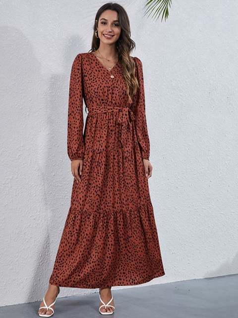 

BelleRUE Orange Floral Maxi Dress