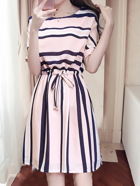

BelleRUE Pink & Blue Striped Dress