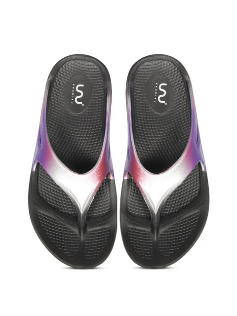 

Doubleu Women Black Rubber Thong Flip Flops