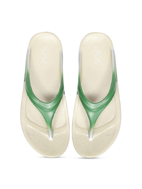 

Doubleu Women Beige & Green Thong Flip-Flops