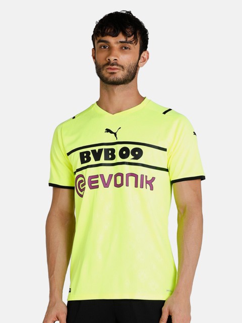 

Puma Men Yellow Typography Printed Slim Fit T-shirt