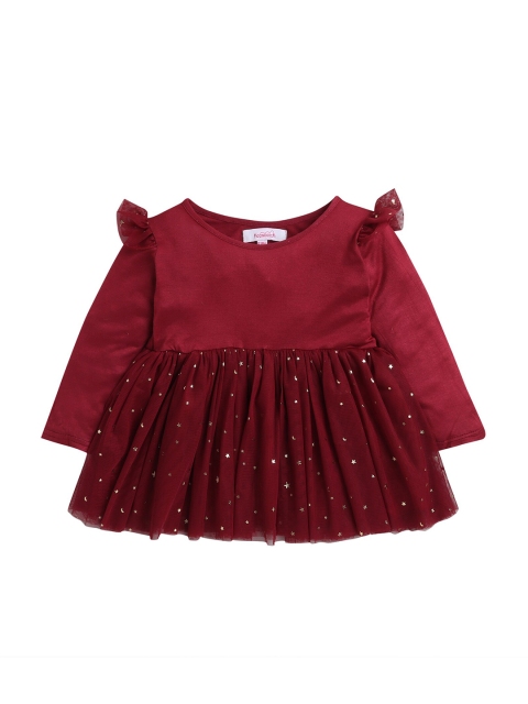 

Hopscotch Girls Maroon Fit & Flare Dress