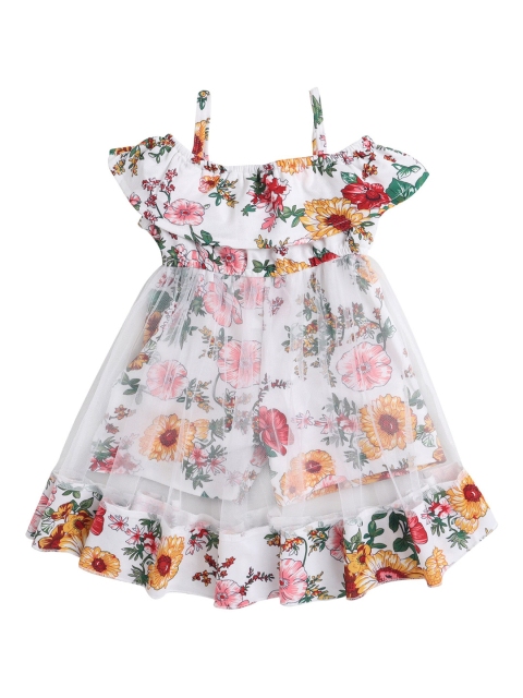

Hopscotch White Floral Peplum Dress