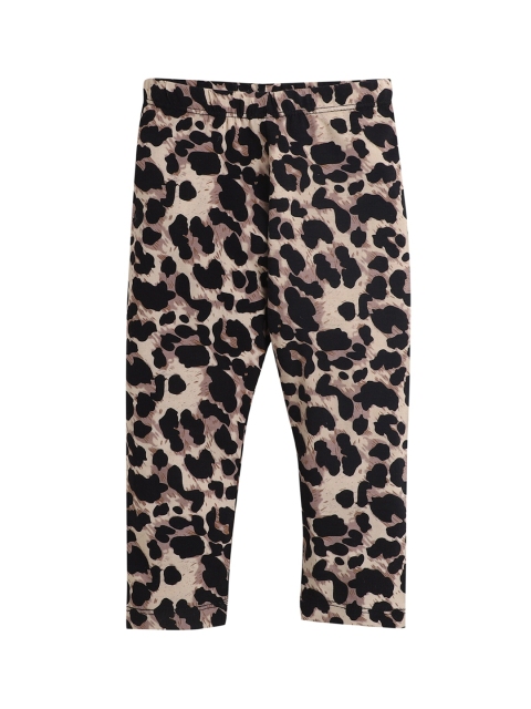 

Hopscotch Girls Brown & Black Leopard Printed Cotton Ankle Length Leggings