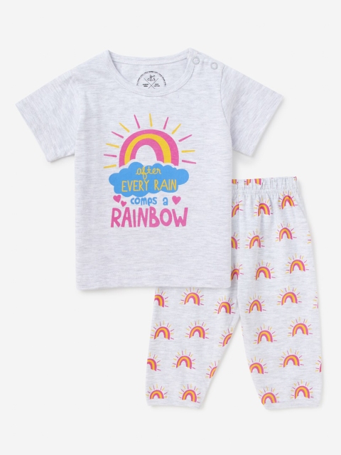 

Hopscotch Girls Grey & Fuchsia Pink Printed T-shirt with Pyjamas