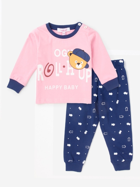 

Hopscotch Girls Pink & Blue Printed Cotton Blend Top with Pyjamas