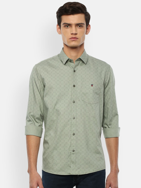 

Louis Philippe Sport Men Green Slim Fit Printed Pure Cotton Casual Shirt