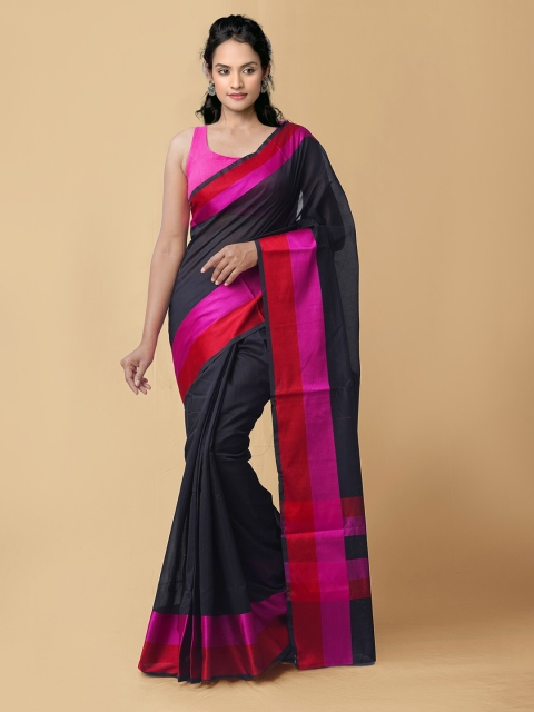 

Unnati Silks Black & Pink Woven Design Saree