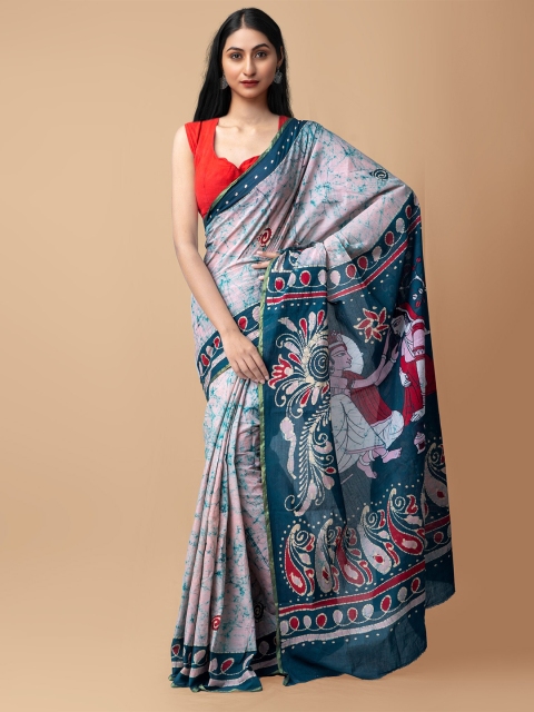 

Unnati Silks Women Cream Printed Pure Cotton Saree