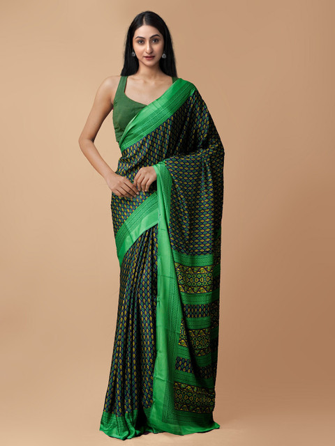 

Unnati Silks Green & Yellow Ethnic Motifs Patola Saree