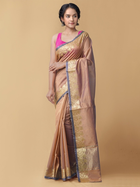 

Unnati Silks Brown Zari Silk Cotton Baluchari Saree