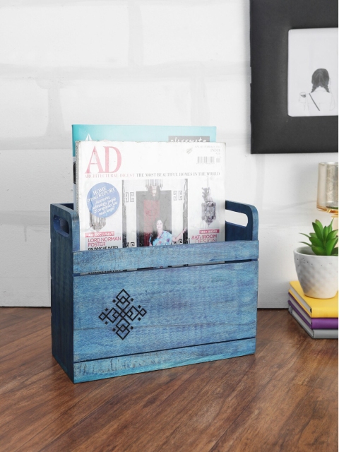 

VarEesha Blue Handmade Wooden Magazine Organiser