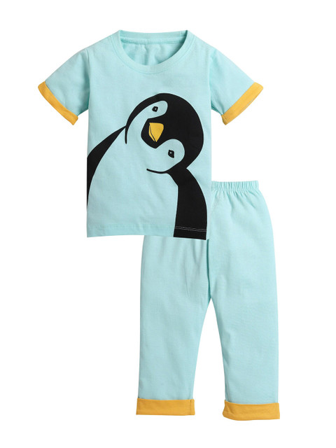 

Hopscotch Boys Multi Printed Loungewear Set, Blue