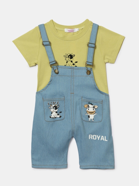 

Hopscotch Boys Yellow & Blue Printed T-shirt with Trousers