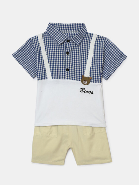 

Hopscotch Boys Blue & White Checked Shirt With Shorts