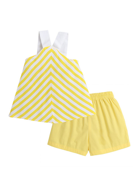 

Hopscotch Girls Yellow & White Printed Top with Shorts