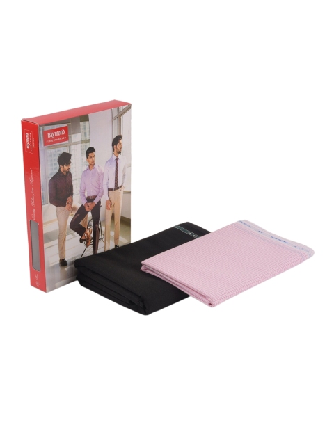 

Raymond Men Pink & Black Shirt & Trouser Fabric Set