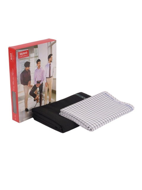 

Raymond Men White & Black Unstitched Shirt & Trouser Fabric With Gift Packing Box