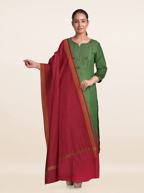 

Pothys Women Green Printed Unstitched Cotton Suit Material