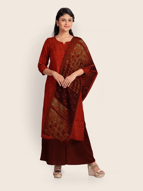 

Pothys Women Red & Brown Abstract Printed Unstitched Dress Material