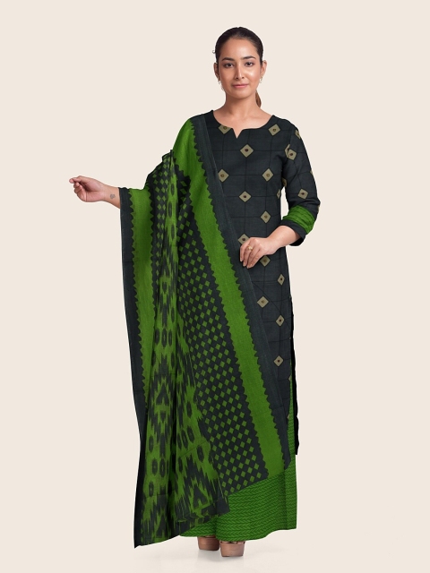 

Pothys Women Grey & Green Printed Unstitched Dress Material
