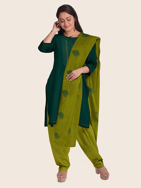 

Pothys Green Unstitched Dress Material