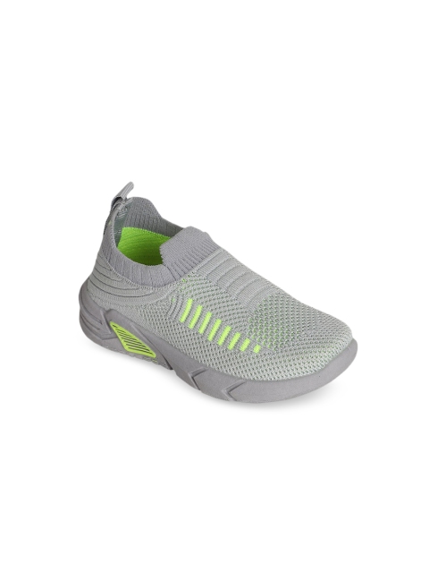 

FEETWELL SHOES Unisex Kids Grey Woven Design Slip-On Sneakers