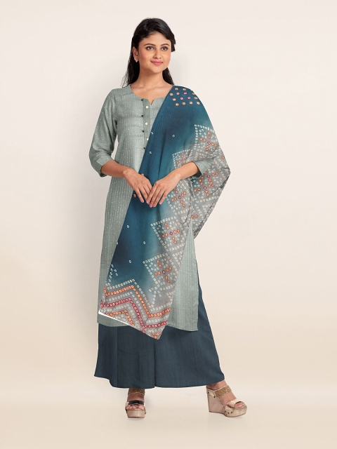 

Pothys Grey & Blue Embellished Unstitched Dress Material