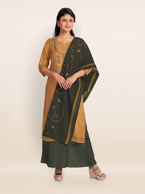 

Pothys Yellow & Grey Embroidered Unstitched Dress Material