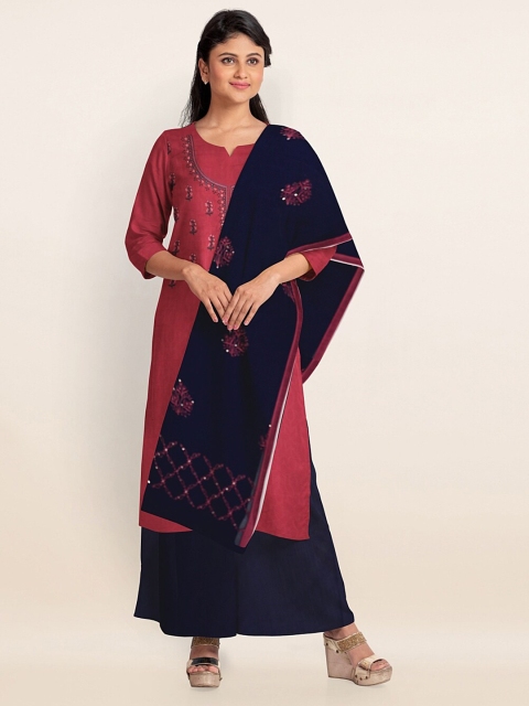 

Pothys Red & Blue Unstitched Dress Material