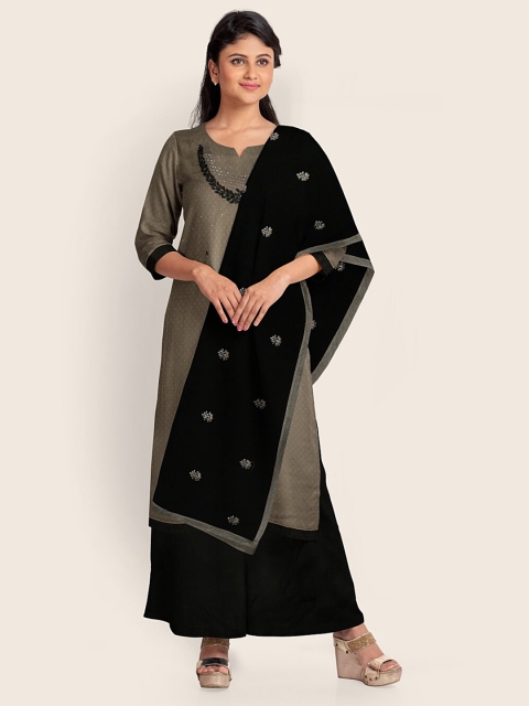 

Pothys Grey & Black Embroidered Unstitched Dress Material