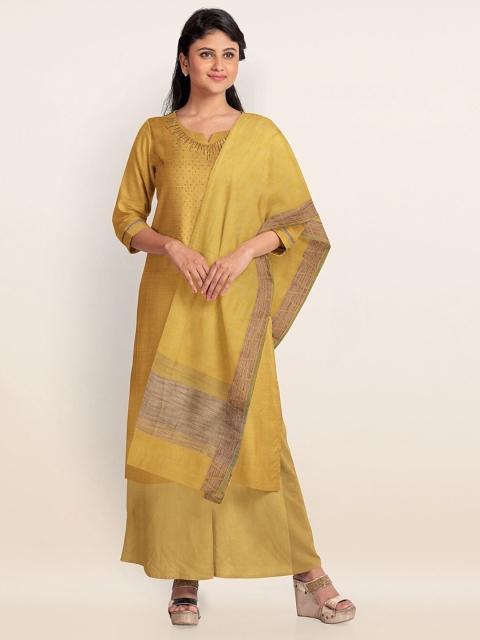 

Pothys Yellow & Grey Unstitched Dress Material