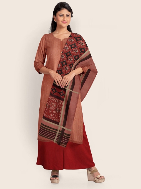 

Pothys Maroon & Black Unstitched Dress Material