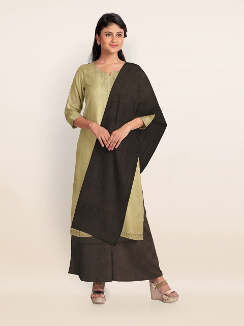 

Pothys Gold-Toned & Beige Embellished Raw Silk Unstitched Dress Material