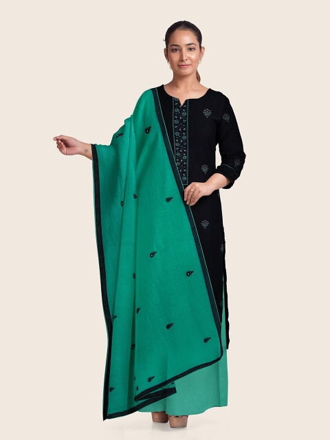 

Pothys Navy Blue & Black Printed Unstitched Dress Material