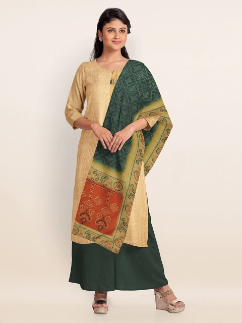 

Pothys Yellow & Green Embellished Unstitched Dress Material