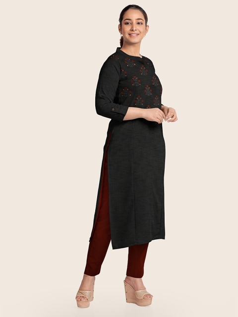 

Pothys Grey & Brown Printed Raw Silk Unstitched Dress Material