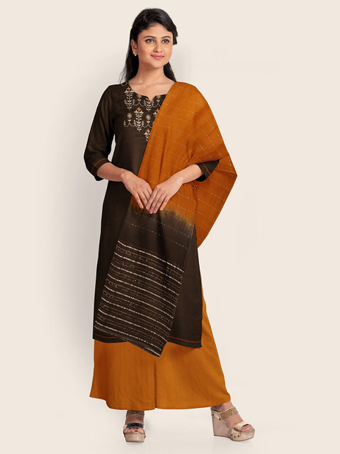 

Pothys Women Brown Printed Unstitched Cotton Blend Material