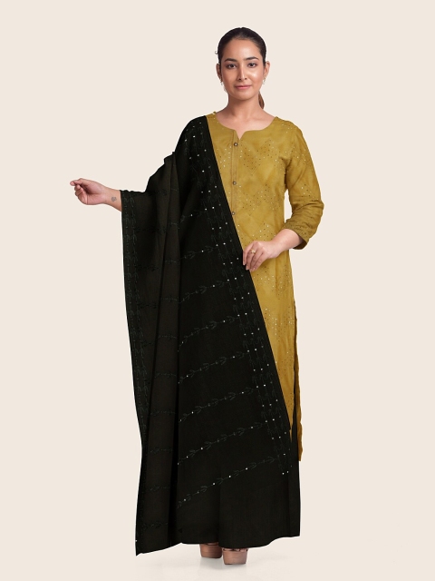 

Pothys Women Yellow & Black Floral Embroidered Unstitched Dress Material