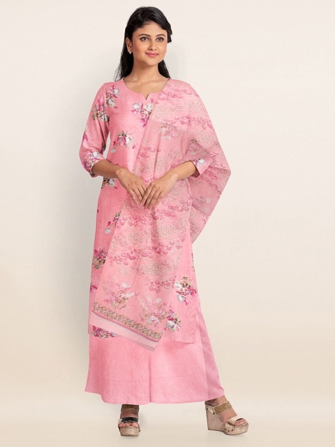 

Pothys Pink & Grey Printed Unstitched Dress Material