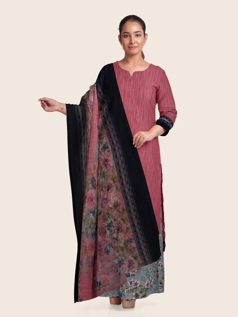 

Pothys Woman Pink & Grey Unstitched Dress Material