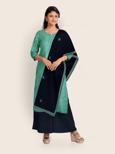 

Pothys Green & Blue Unstitched Dress Material