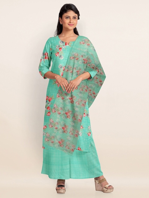 

Pothys Blue & Red Printed Unstitched Dress Material