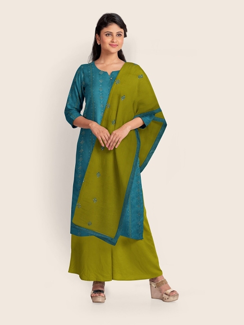 

Pothys Blue & Green Printed Unstitched Dress Material