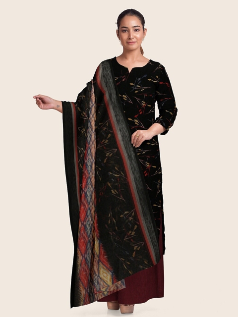 

Pothys Black & Red Printed Unstitched Dress Material