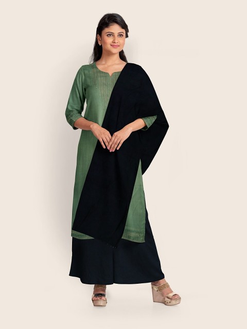 

Pothys Green & Navy Blue Embellished Raw Silk Unstitched Dress Material