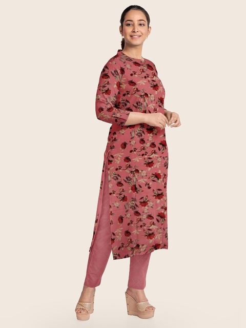 

Pothys Pink & Red Unstitched Dress Material