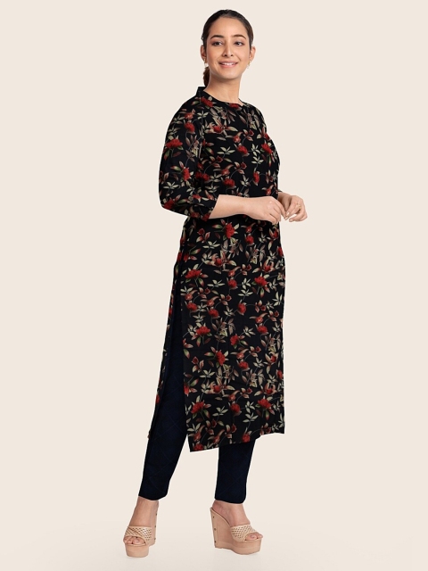

Pothys Navy Blue & Rust Printed Unstitched Dress Material